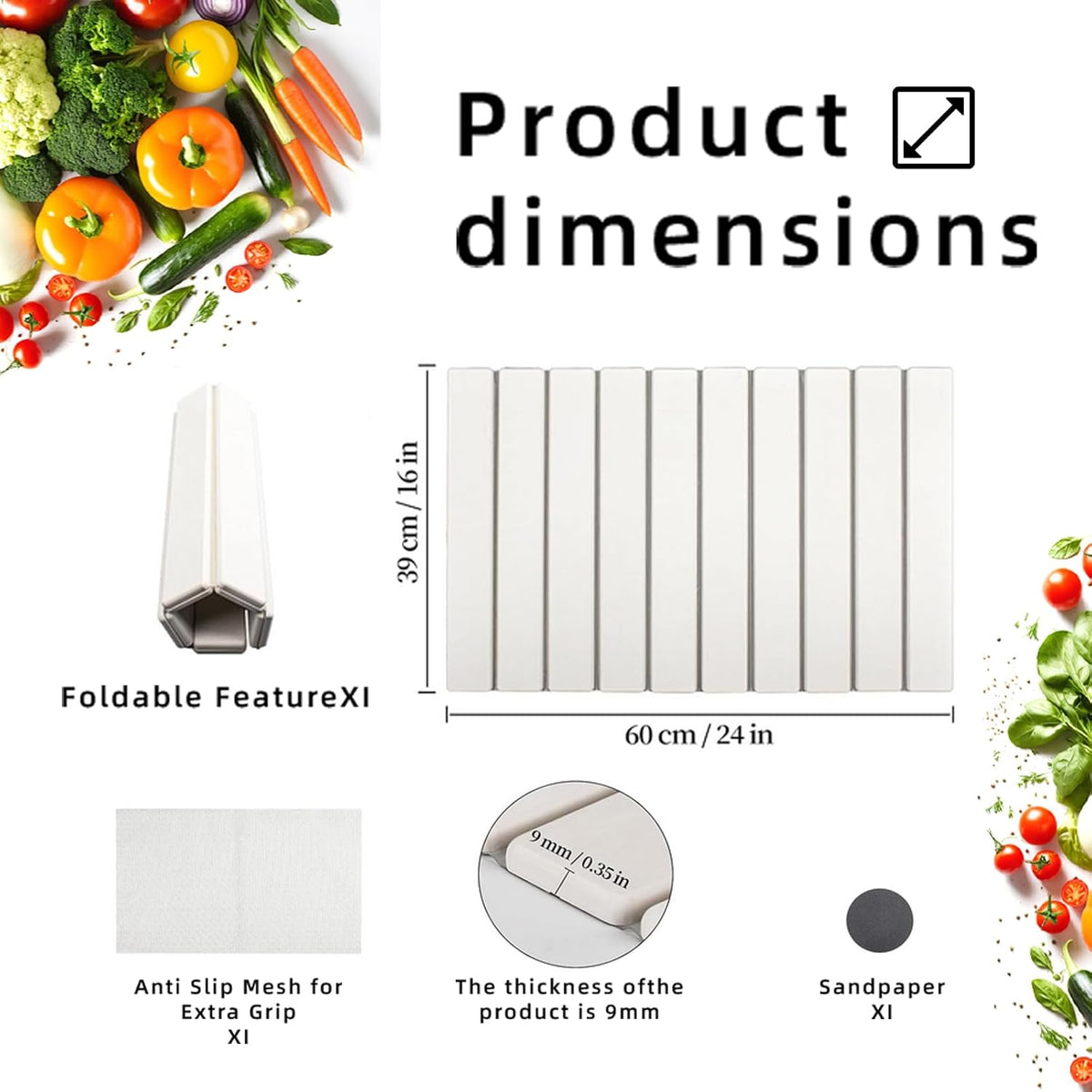 Stone Drying Mat for Kitchen Counter, Collapsible Dish Drying Mat, Fast Drying Diatomaceous Earth Dish Drying Mats, Water Absorbent Diatomite Kitchen Mat (white, medium)