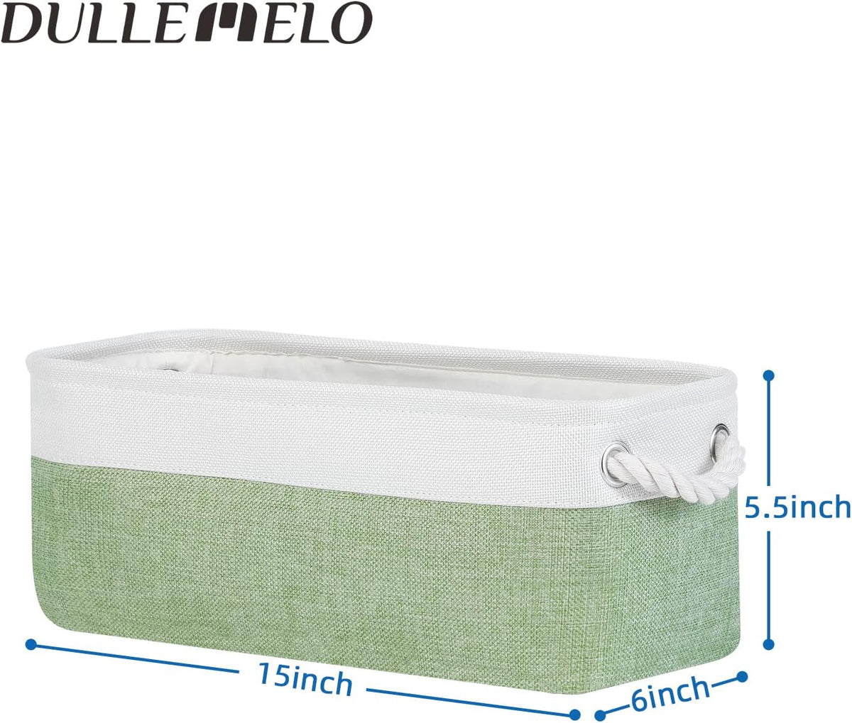 DULLEMELO Toilet Paper Storage Basket, Toilet Paper Basket for Back of Toilet, Bathroom Storage Basket for Cosmetics Towels Toilet Paper, Toilet Tank Basket with Rope Handles for Toilet(White&Green)