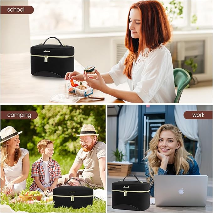 LOVEVOOK Insulated Lunch Bag for Women,Large Adult Lunch Box for Women,Leakproof Cooler Bag for Office Picnic Hiking Beach,Lunch Tote Bag with Adjustable Shoulder Strap