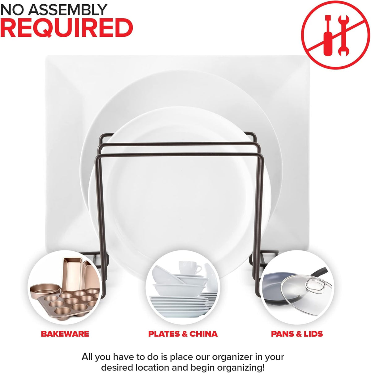 Stock Your Home Bronze (2 Pack) Steel Baking Pan Organizer Rack for Cabinet or Counter, Holder for Kitchen Cutting Boards, Pot Lids, or Cookie Sheets - Rust Proof Wire, Drying Storage