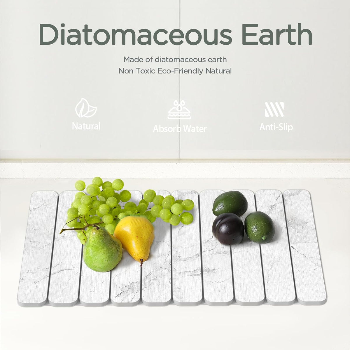 Stone Drying Mat for Kitchen Counter, White Fish Belly Stone Dish Drying Mat - Diatomite Water Absorbing Drying Stone for Kitchen Counter Mat, Quick Dry Stone Mat Kitchen for Cups Dishes Bottles.