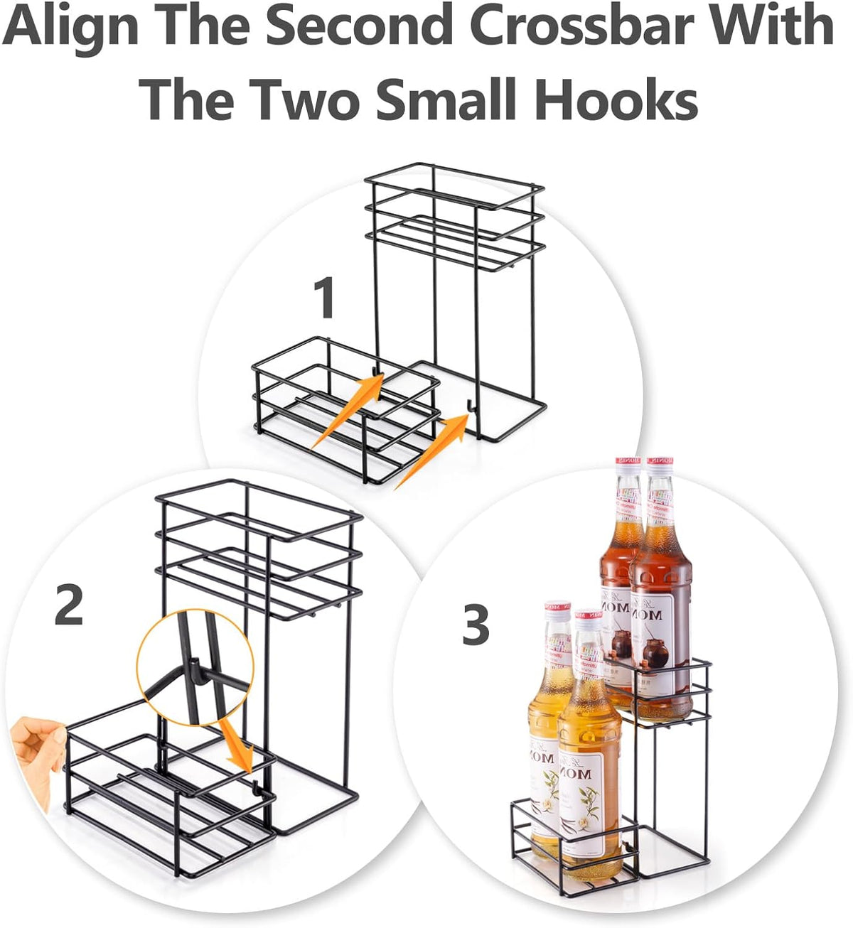 4 Bottle Coffee Syrup Organizer Coffee Syrup Rack for Coffee Bar Kitchen Small Wine Rack for Bar Family Storage for Syrup Wine Dressing