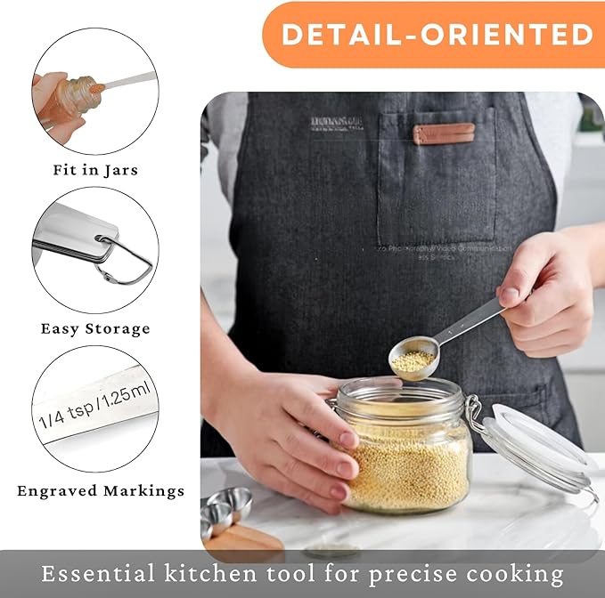 12PCS Measuring Cups and Spoons Set, 7 Stainless Steel Nesting Measuring Cups & 5 Mini Measuring Spoons for Cooking Baking, Dry and Liquid Ingredients Measurement
