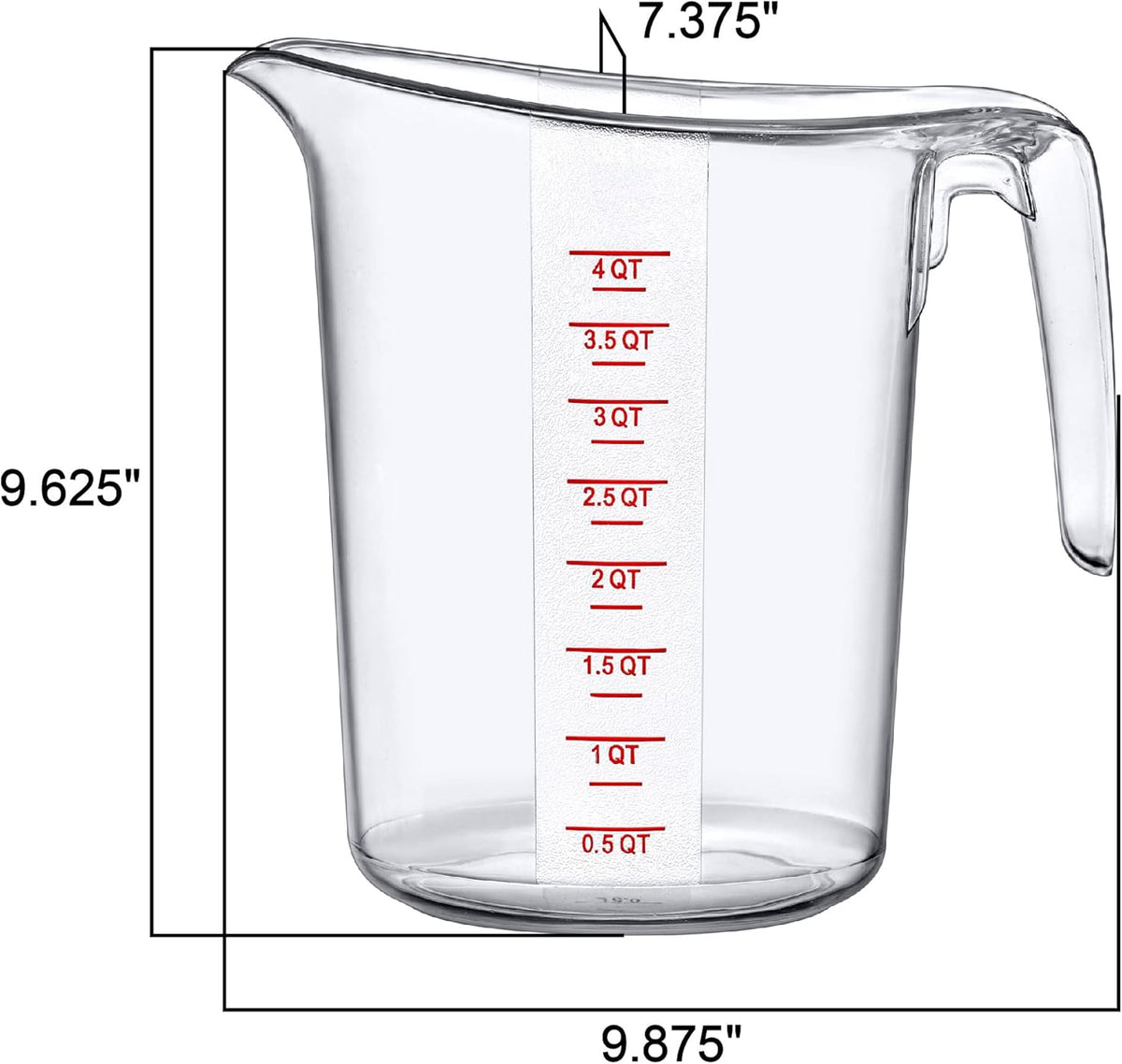 Amazing Abby - Melissa - 128-Ounce Plastic Measuring Pitcher (1-Pack), 16-Cup (4-Quart) Food-Grade Measuring Jug, Unbreakable, Stackable, Dishwasher-Safe, Great for Oil, Vinegar, Flour, and More