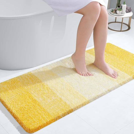 OLANLY Bathroom Runner Rugs 47x24, Extra Soft Absorbent Microfiber Bath Rugs, Rubber Backing, Quick Dry, Machine Washable Bath Mats for Bathroom Floor, Tub and Shower, Home Decor Accessories, Yellow