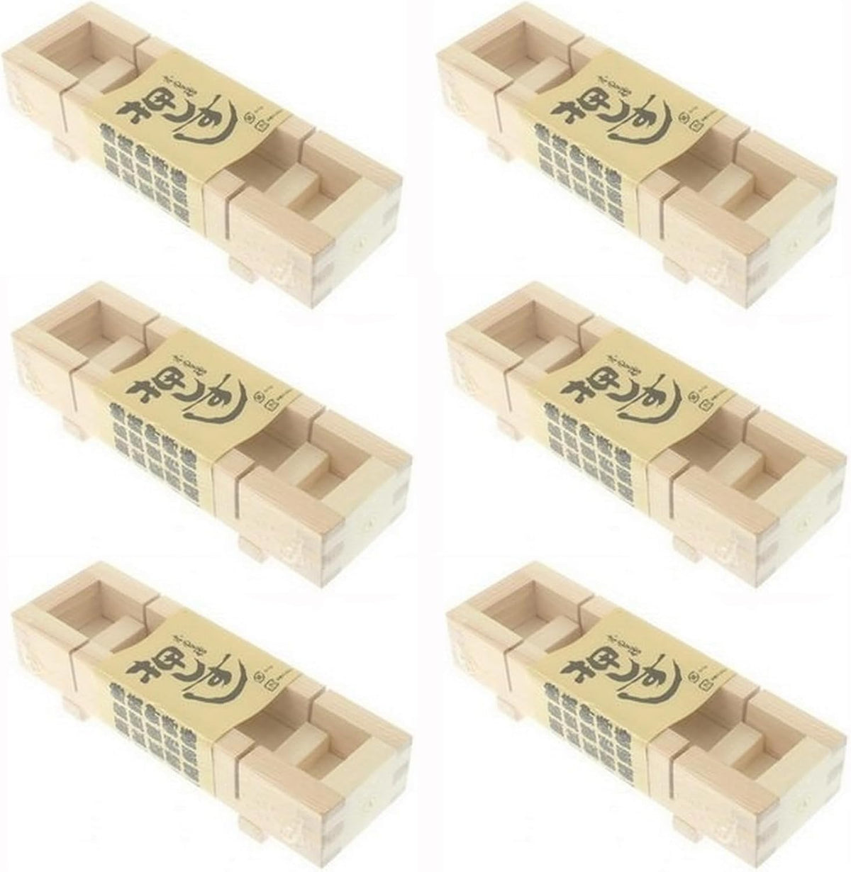JapanBargain 3130, Wooden Oshizushi Press Maker Rectangular Sushi Press Mold Oshizushihako, 8.5 inch x 2.75 inch, 6 Pack