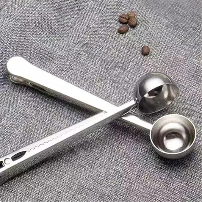 Coffee Scoop, Stainless Steel Silver Multi Function Measuring Spoon, Great Measuring Coffee, Tea, Protein Powder, Instant Drinks, Perfect Coffee Spoon Bag Clip