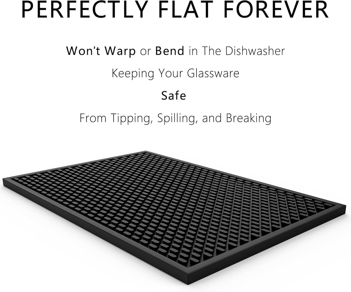 2 Pack Silicone Bar Mat - 1/2 Inch Thick Heat-Resistant and Food Safe Drip Mat - Spill Mats for Counter Top - Kitchen Service Mat, Coffee Bar, Restaurant - Drying Mat - 18 x 12 Inches