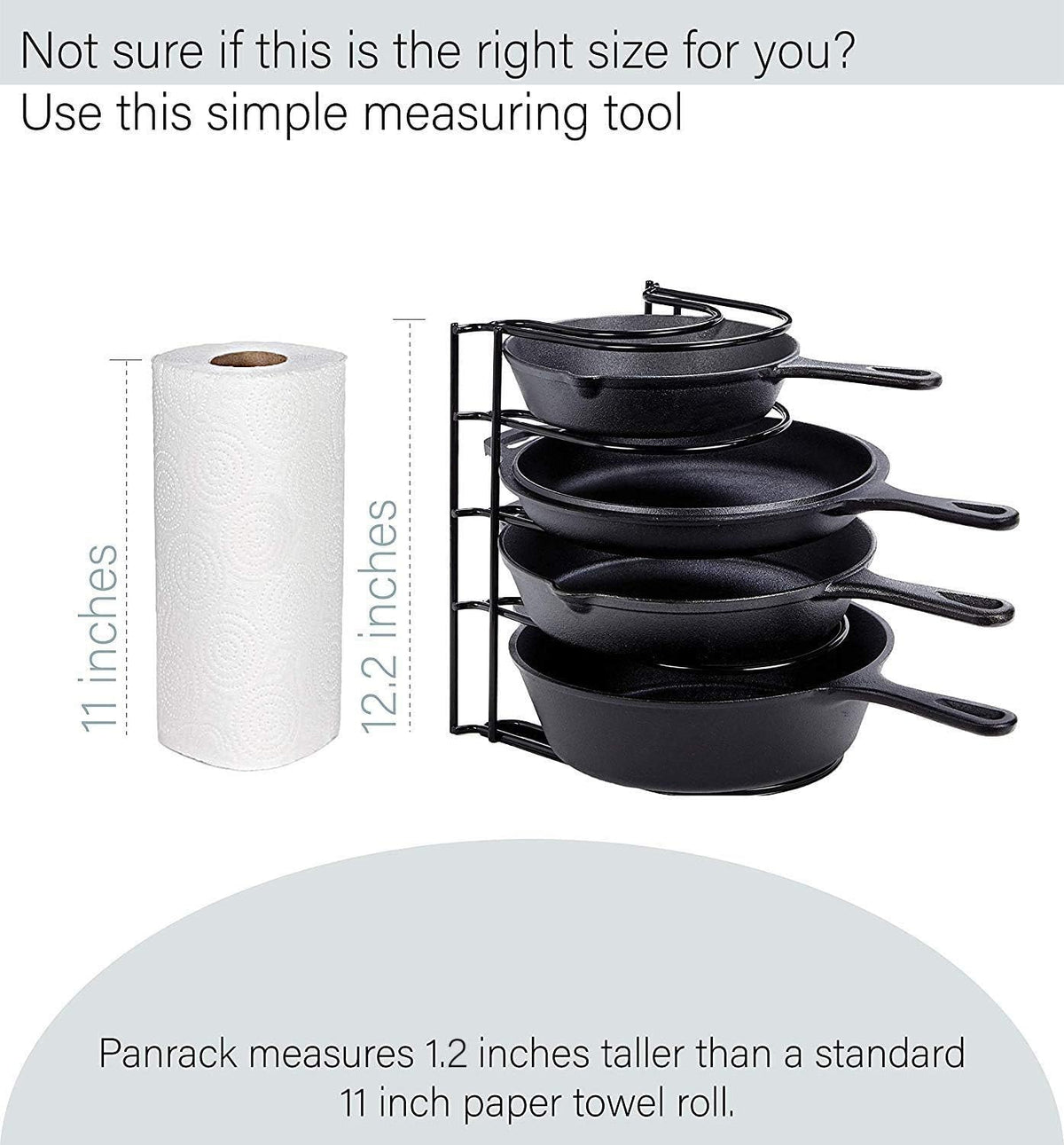Cuisinel Heavy Duty Pots and Pans Organizer Rack - 12.2"-Inch Tall - 5 Tier Rack - Holds 50 LB - Cast Iron Skillets, Griddles, Shallow Cookware - Space Saving Kitchen Storage - No Assembly Required