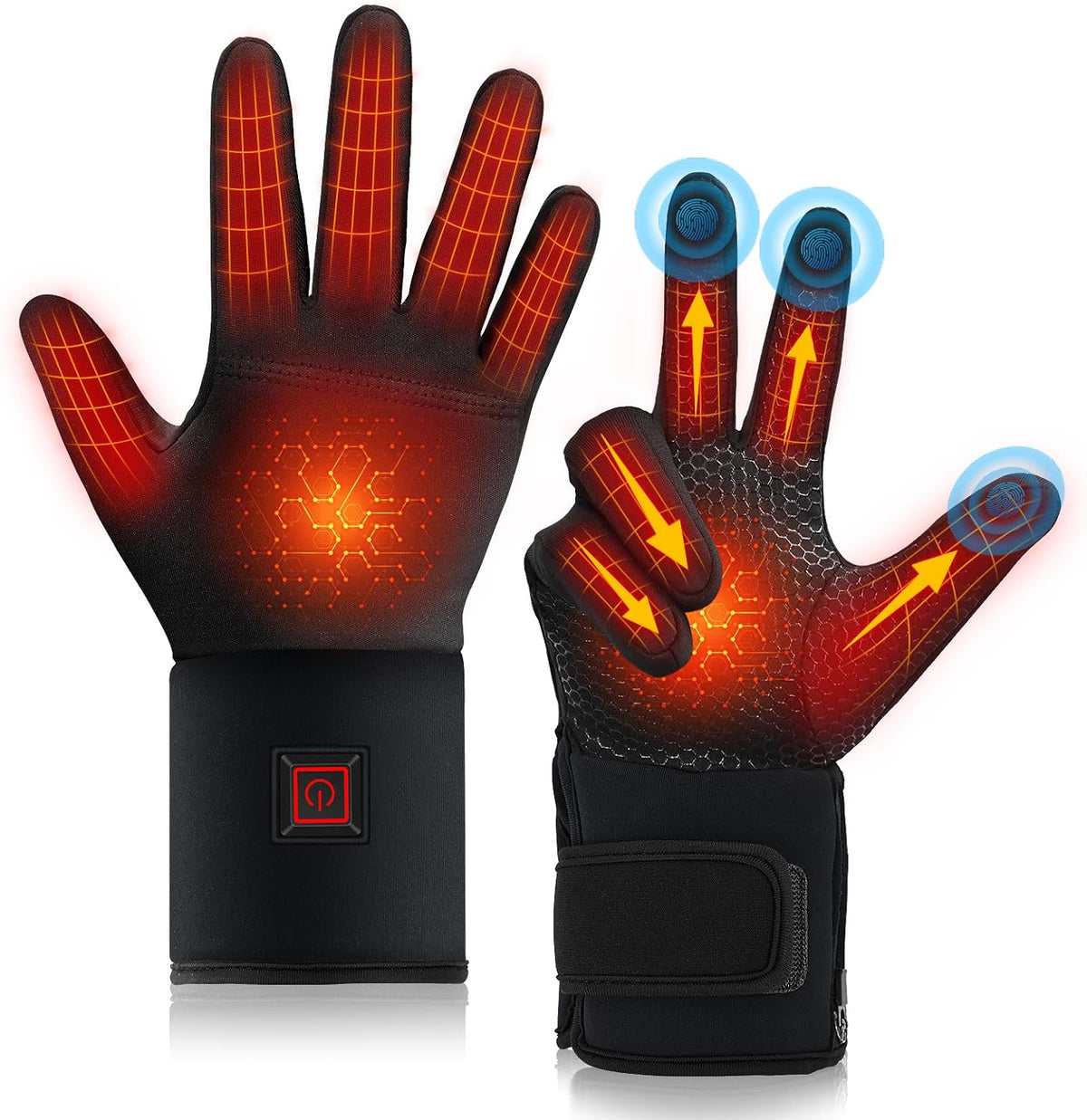 Heated Gloves for Men Women Rechargeable, Electric Heated Warm Winter Gloves for Motorcycle Skiing Bike Hunting Camping - Gloves for Cold Weather