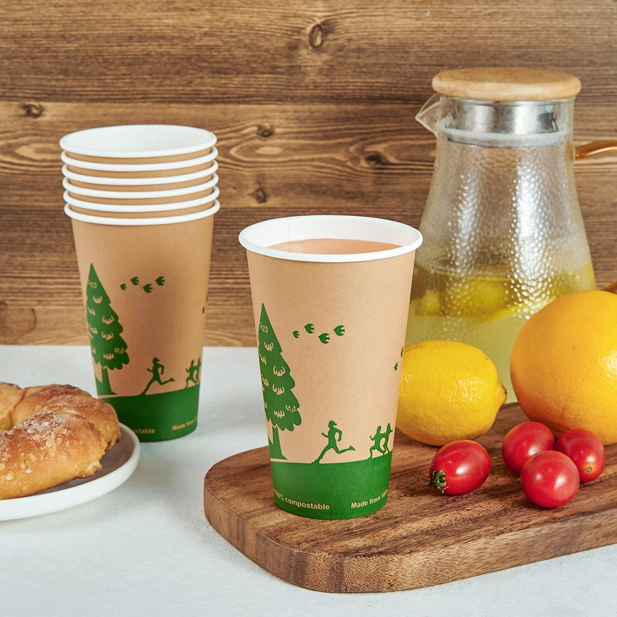 ECOLipak 210 Count 16 oz Paper Cups, 100% Compostable Paper Coffee Cups with PLA Lined, Disposable Biodegradable Hot Paper Cups for Party, Picnic, Travel, and Events