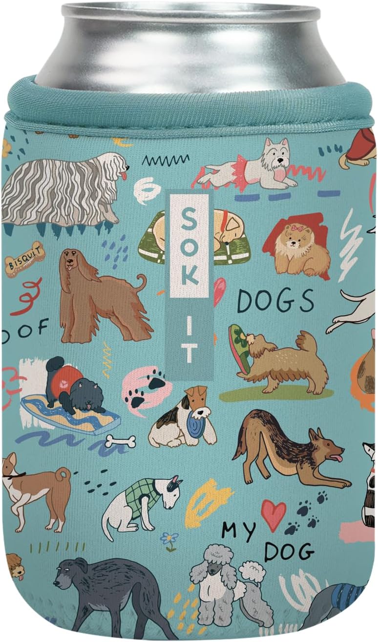 Sok It CanSok Sleeve for Beer & Soda Insulated Neoprene Cover (Dog Days Forever, 12oz Can Sleeve)