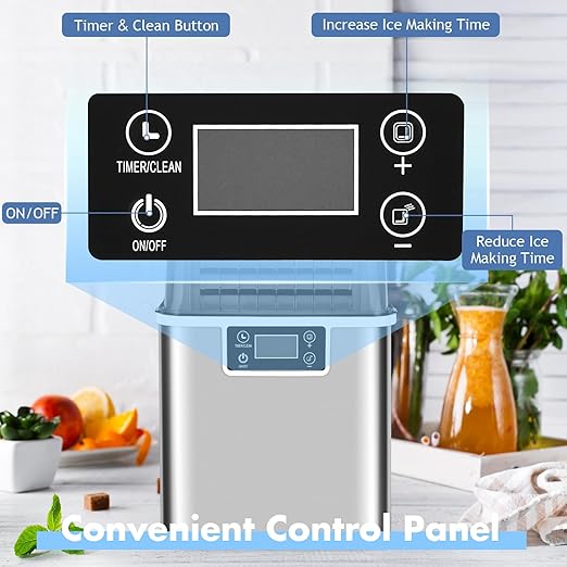 ARLIME Portable Countertop Ice Maker Machine, 40 Lbs/24H, 24 Pcs/13 Mins, 2 Ways to Add Water, Compact Self-Cleaning Ice Machine with Scoop & Basket for Home Office Bar Party