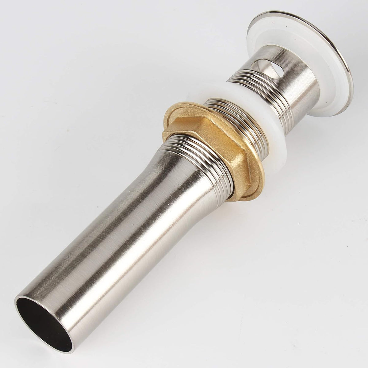 Bathroom Faucet Vessel Detachable Basket Pop Up Sink Drain, Brushed Nickel with Overflow