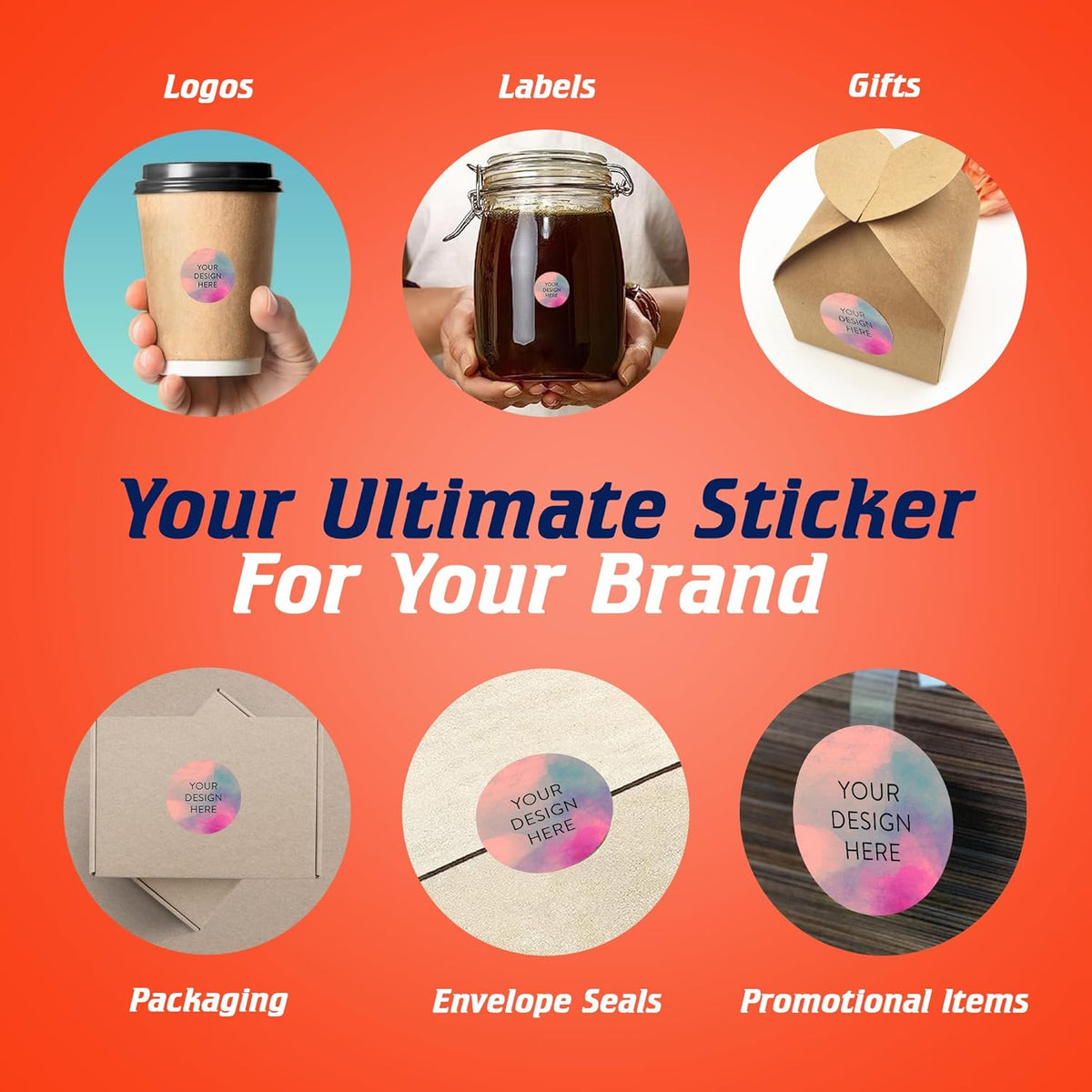 100 Custom Vinyl Stickers - Upload Your own Image, Text, Design, Logo - Personalized Logo Labels for Handmade, Packaging, Bottle, Jars, Candle, Brand Stickers (Rose, 1x1)