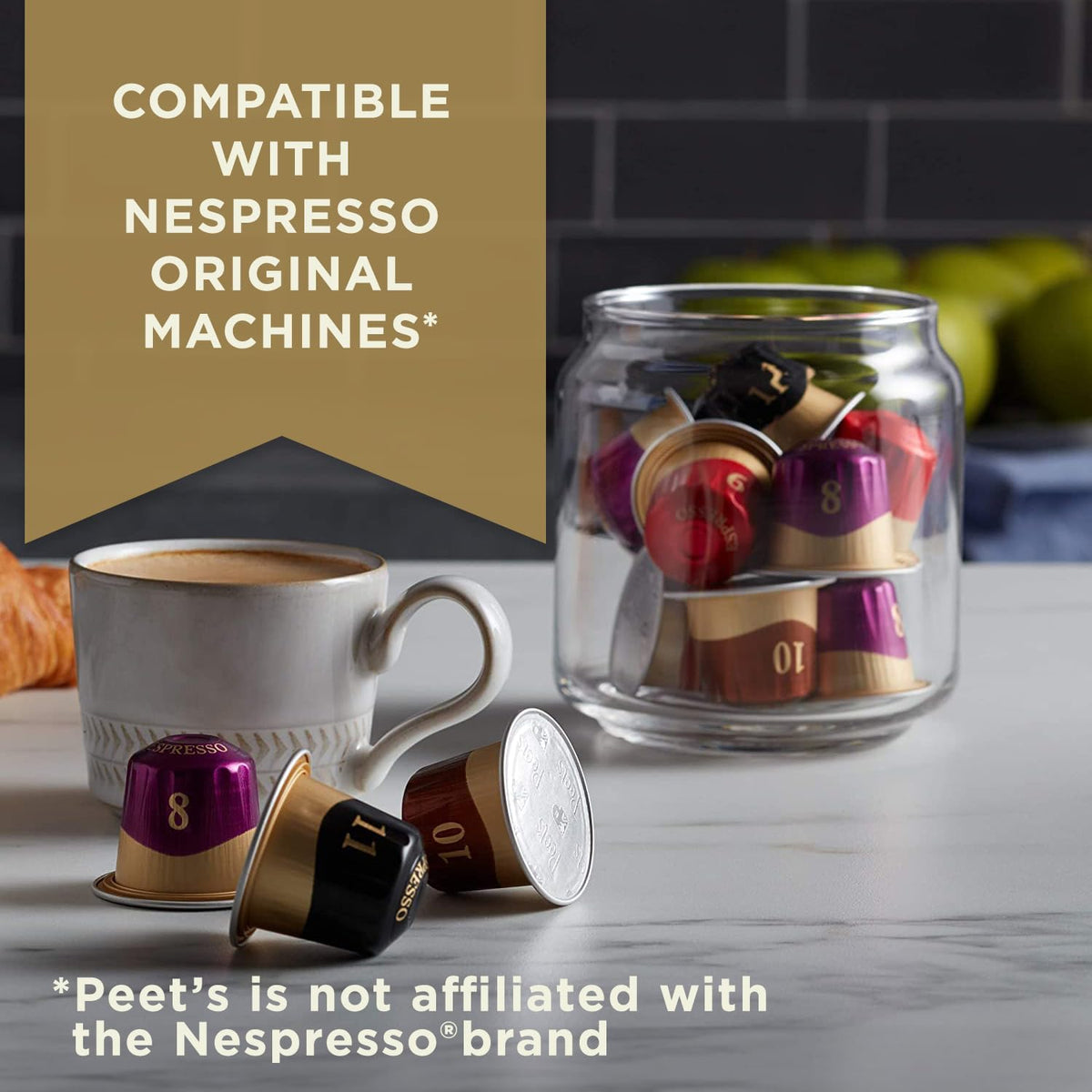 Peet's Coffee, Medium Roast Espresso Capsules, Compatible with Nespresso Original Machine - Caramel, 100 Count (10 Boxes of 10 Espresso Capsules)