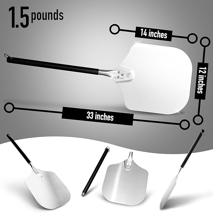 Kitchenware King™ - Premium Pizza Peel 12 inch For Crispy Crust Results - Essential Pizza Spatula Paddle For Outdoor And Indoor Cooking - Premium Innovated Non-Stick Paddle For Baking Steel And Stone
