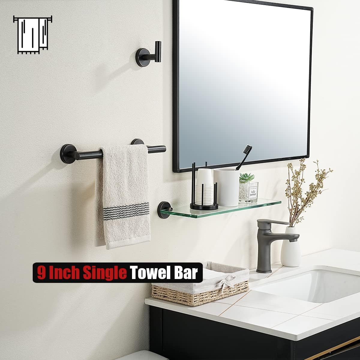 JQK Oil Rubbed Bronze Towel Bar, 12 Inch 304 Stainless Steel Thicken 0.8mm Towel Rack Bathroom, Towel Holder Wall Mount, Useable Length 9 Inch, TB110L9-ORB