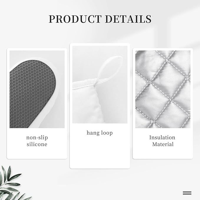 Oven Mitts and Pot Holders Marble Gray Gold White Silicone Kitchen Accessories Set of 4 Heat Resistant Long Gloves Potholder Non-Slip Grip for Chef Cooking Baking Grilling BBQ