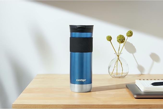 Contigo Byron Vacuum-Insulated Stainless Steel Travel Mug, 20oz - Leak-Proof Lid, BPA-Free, Blue Corn - Perfect Reusable Cup for Coffee or Water; hot and cold beverage holder