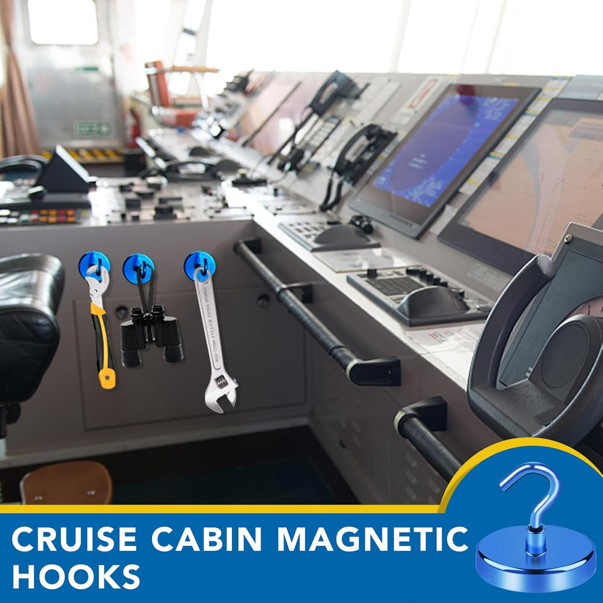 LOVIMAG Cruise Ship Essentials - 150Lbs Heavy Duty Magnetic Hooks, Blue, 12 Pack