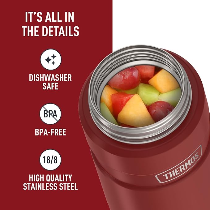THERMOS Stainless King Vacuum-Insulated Food Jar, 24 Ounce, Rustic Red