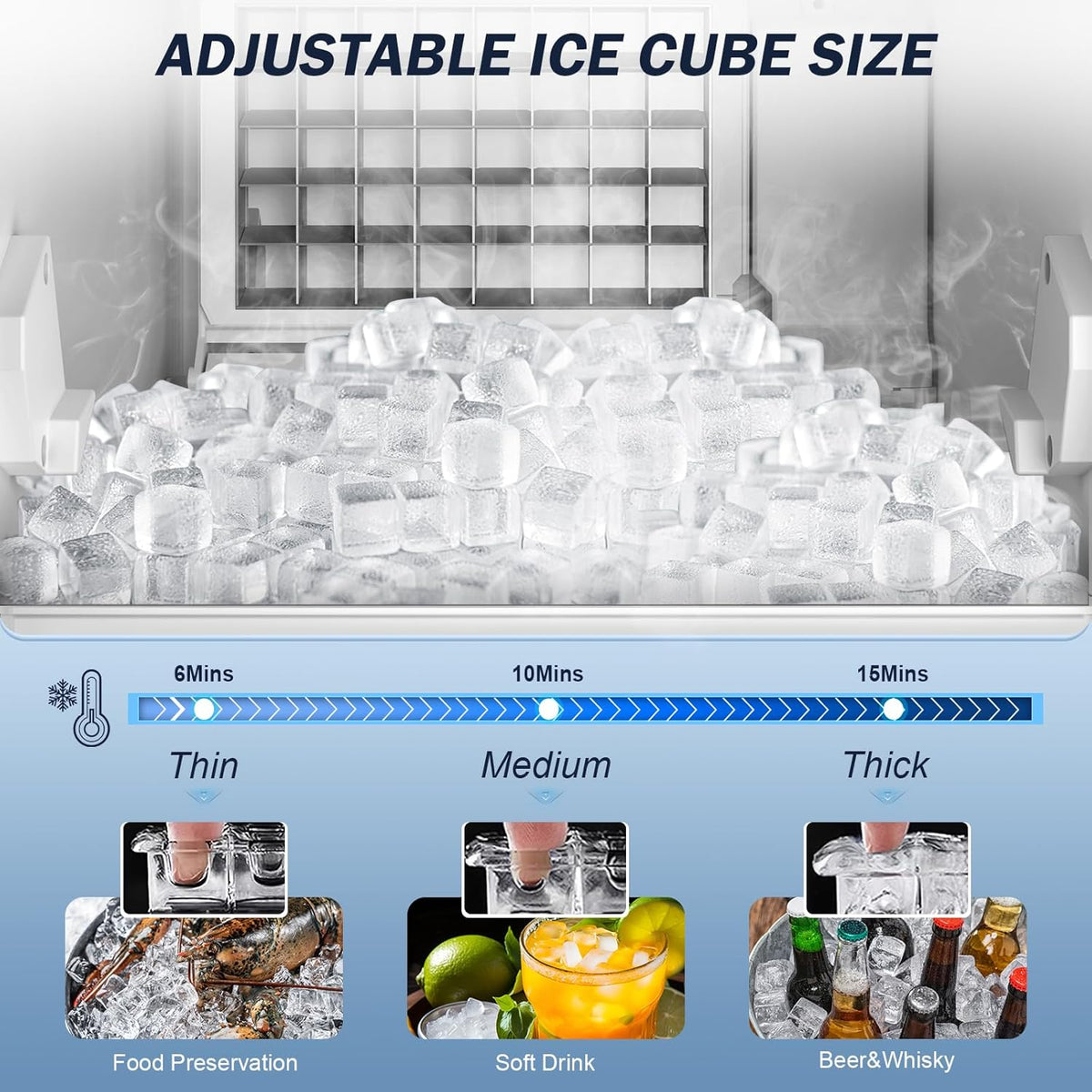 120LBS/24H High Output - Commercial Under Counter Ice Maker with 30LBS Storag e- Reversible Door, Built-in/Freestanding Design, Self-Cleaning & 24H Timer - for Home Bars, Restaurants & Commercial Use