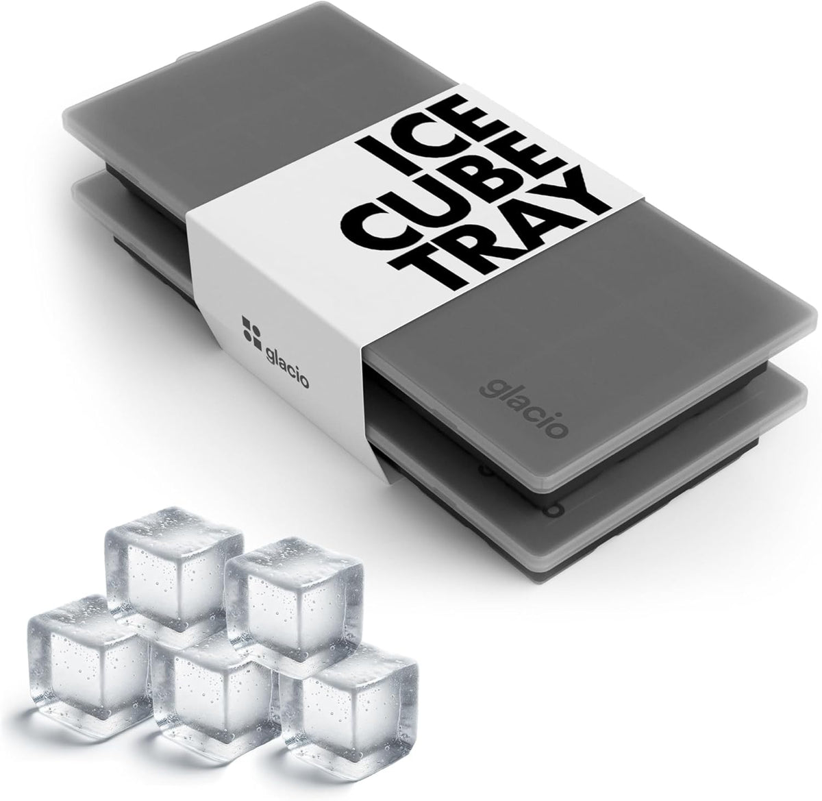 glacio Ice Cube Tray – Small Silicone Molds with Lids, BPA-Free and Flexible for Cocktails and Beverages – Set of 2