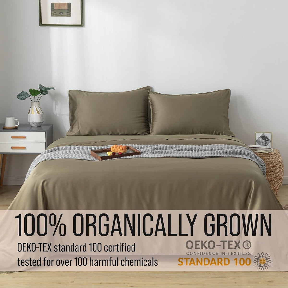 Bella Coterie Luxury Bamboo Viscose King Size Sheet Set | 100% Organically Grown | Ultra Soft | Cooling for Hot Sleepers | 18" Deep Pocket [Olive]