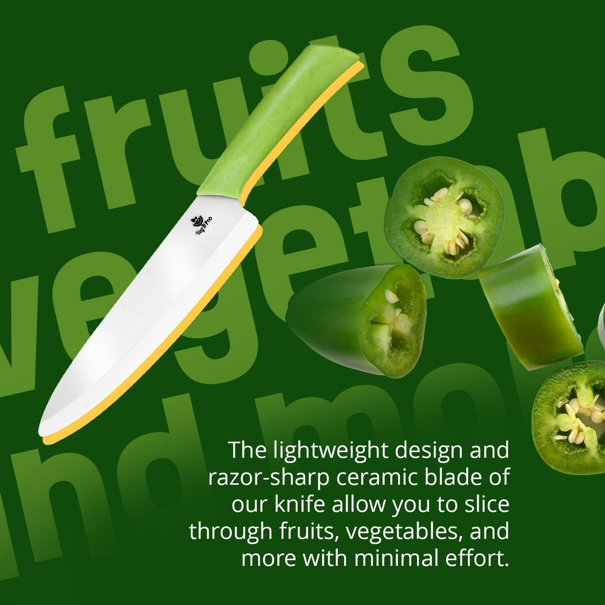 Durable Ceramic Knife for Chopping Vegetables & Fruits, 4” Non-Reactive and Professional Ceramic Chef Knife for Clean Cutting, Rust-Proof Sharp Blade with Ergonomic Handle, Gift-Ready Kitchen Knives