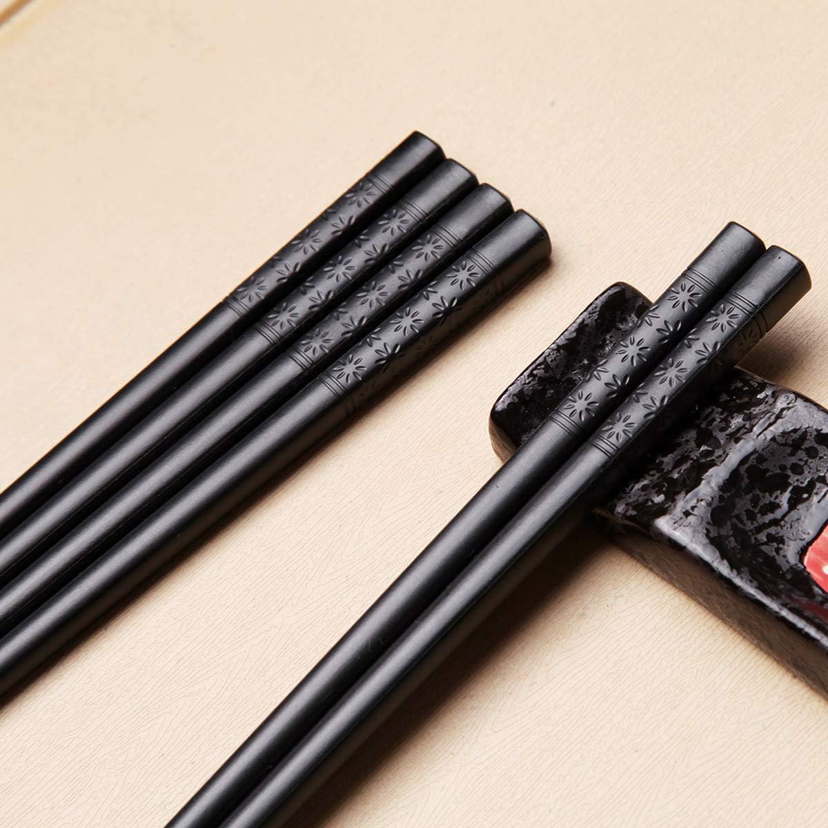 VIWIK Reusable Chopsticks 5 Pairs Premium Fiberglass Chop sticks – Lightweight Non-Slip Design Easy to Clean Dishwasher Safe 9 1/2 Inches – Gift Set
