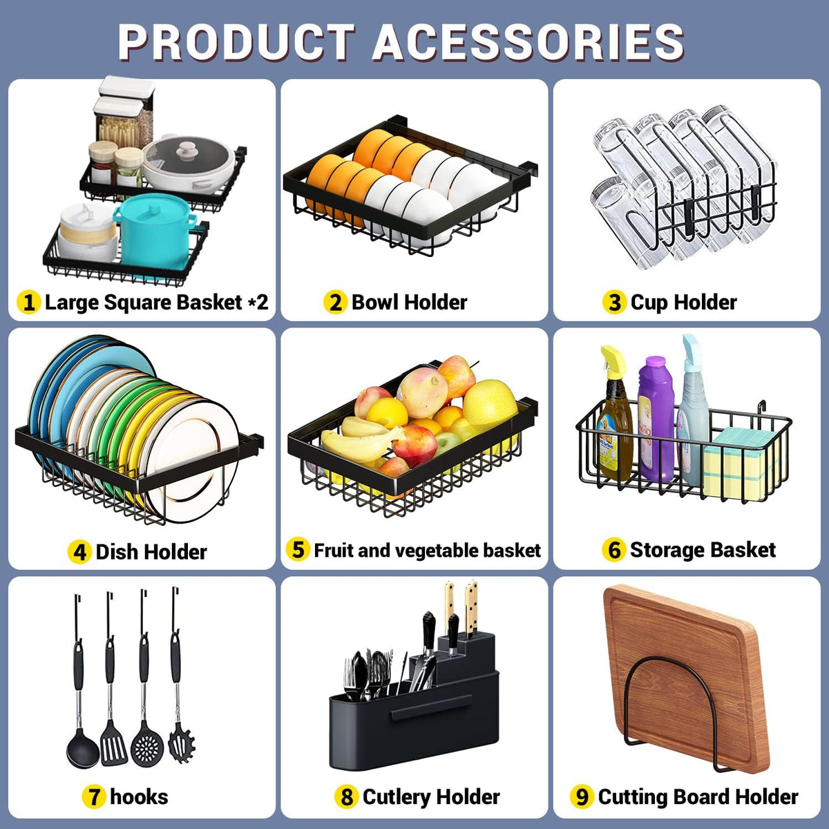 Over Sink Dish Drying Rack (Expandable Height/Length) Snap-On Design Large Dish Drainer Storage Counter Organizer (31-39.5L x 12W x 34-38H inches)