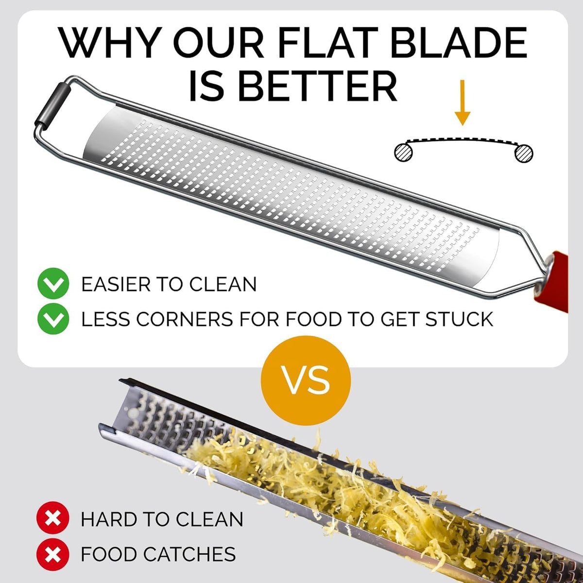 DESIGNED BY CHEFS ~ Premium Lemon Zester Grater With Perfectly Angled Teeth ~ Ideal for Citrus, Parmesan Cheese, Garlic, Vegetables and Fruits