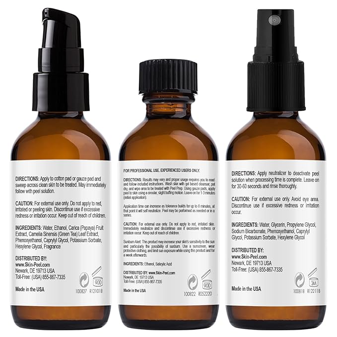 MedPeel Salicylic Acid 30% Essential Peel Kit, Includes Peel, Prep, Neutralizer, Deep Strength Professional Grade Chemical Face Peel for all Skin Tones, 1oz/30ml (Kit of 3)