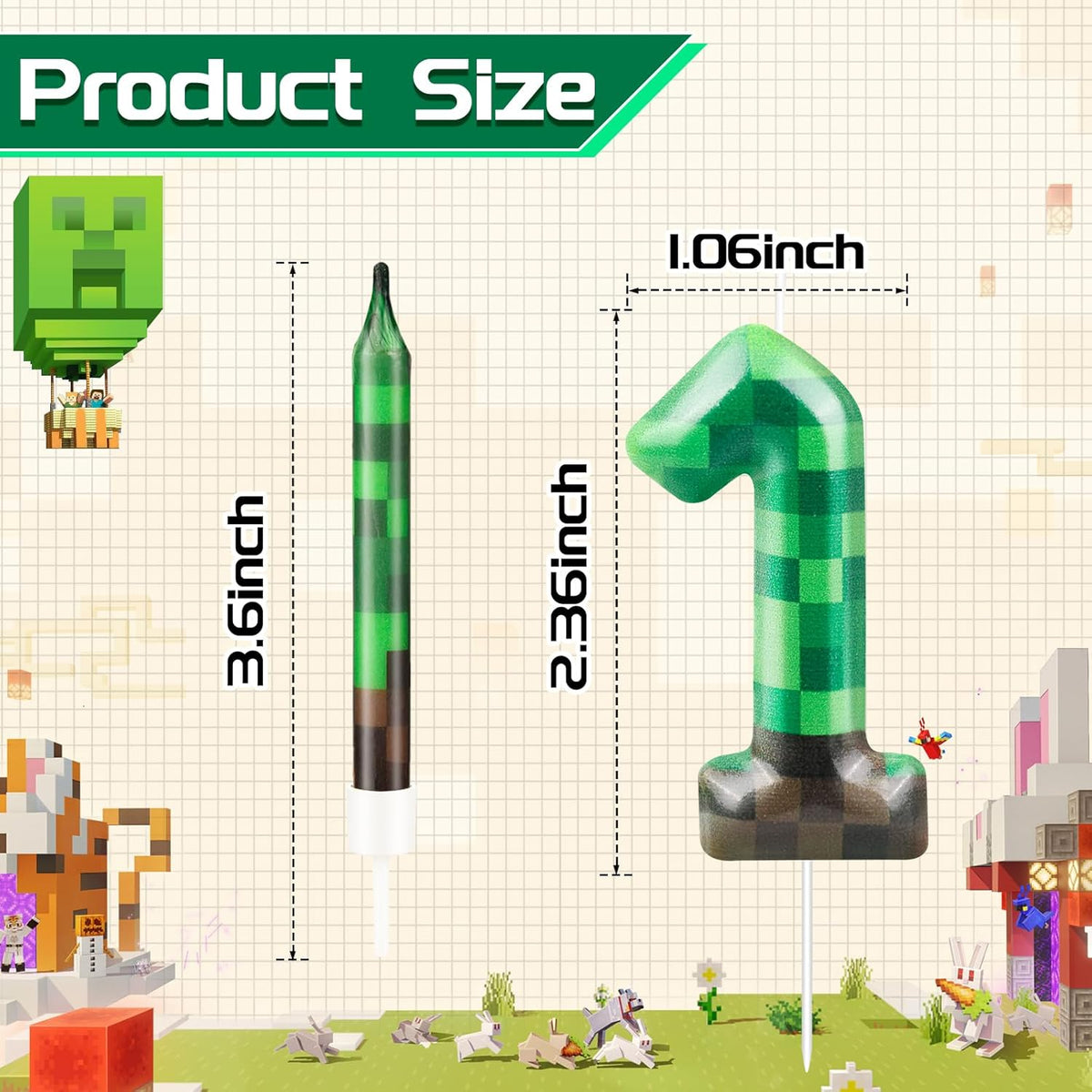 13 Pcs Dynamite Candles 12 TNT Themed Birthday Cake Candles and Number 1 Candle Cake Topper for Pixel Theme Birthday Party Anniversary Party Dynamite Theme Party Video Game Party Supplies (Number 1)