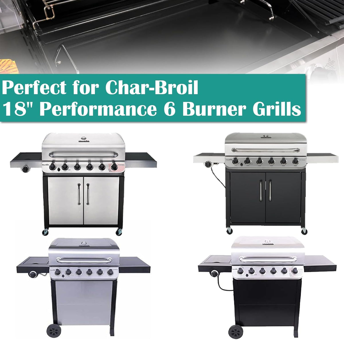 Full Size Griddle Inserts for Char-Broil Performance 6 Burner Series, Flat Top Griddle for Charbroil 463245917 463276517 466245917, 463347017 463238218 Grill, Replace for G470-0002-W1 G470-0003-W1