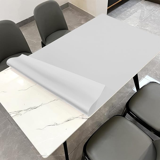 Leather Table Cover,1.8mm Thick,42x60 Inch Table Protector,Table Protector for Dining Room Table,Dining Table Cover,Protective Table Cover for Wood Table(Grayish White+Grayish White,42x60)