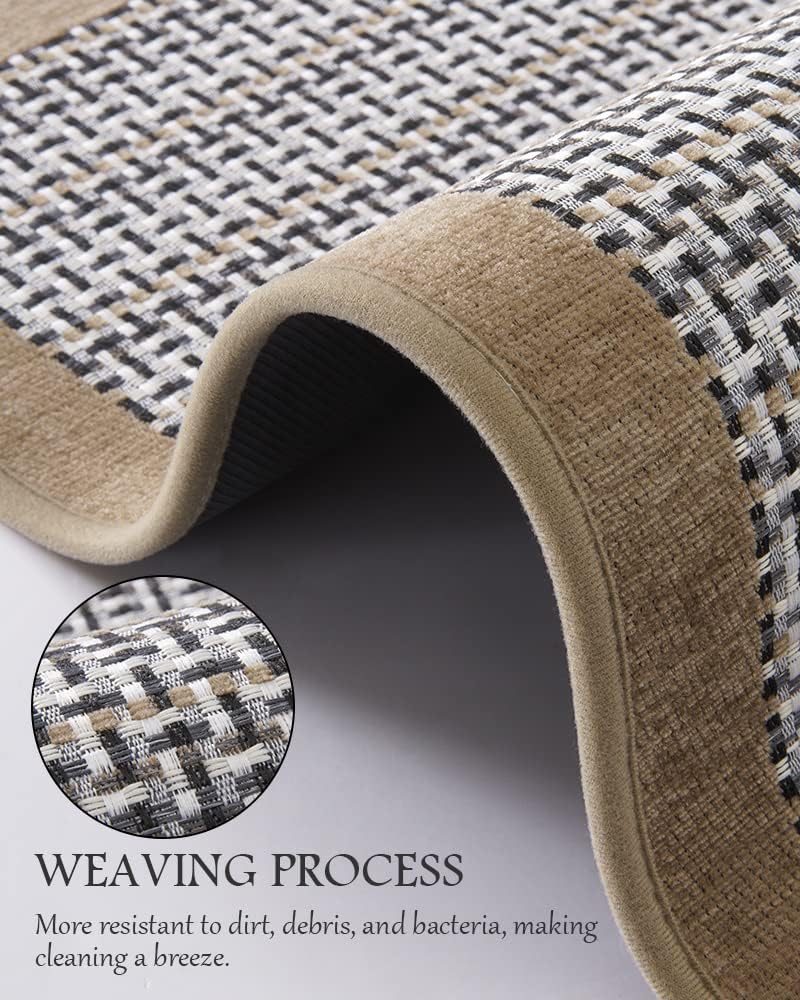 PADOOR Kitchen Mats for Floor, Kitchen Rugs Non Slip Washable, Rubber Backed Kitchen Runner Super Absorbent Kitchen Floor Mat Sink Rug, 20”x47” Brown