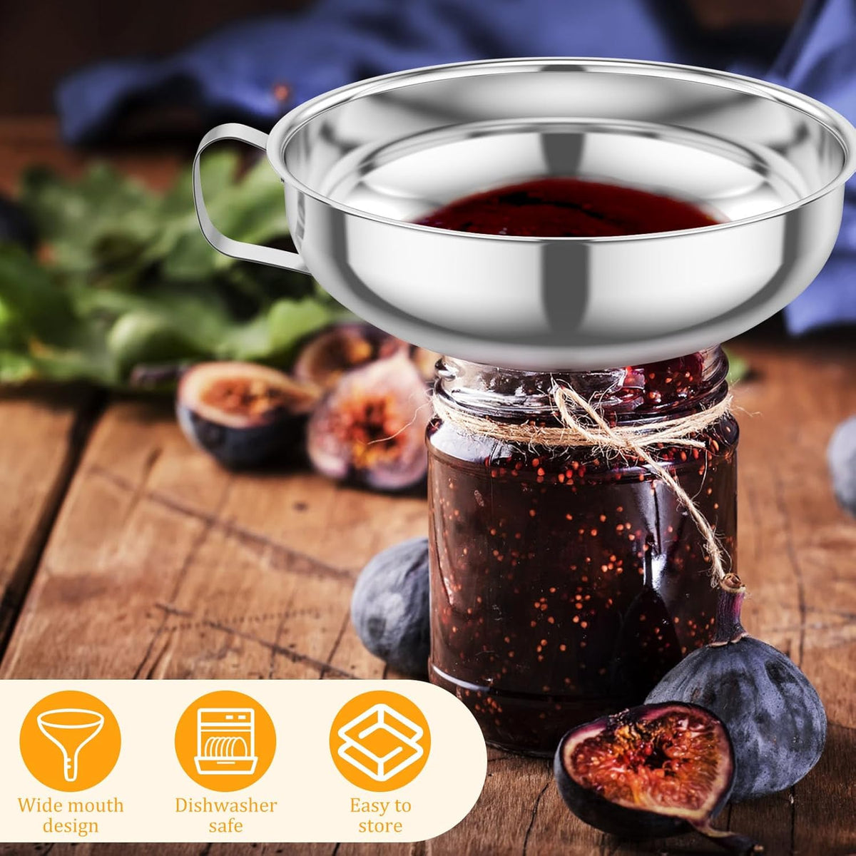 6 Pcs Canning Funnel with Strainer Stainless Steel Canning Multifunctional Wide Mouth Kitchen Stackable Mason Jar Funnel for Filling Bottles