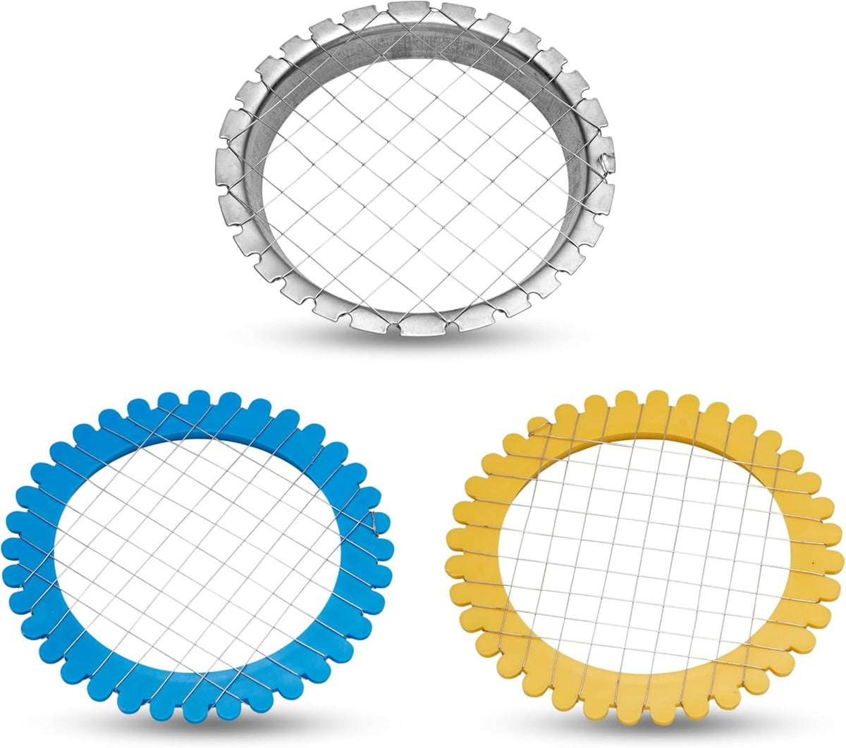 Egg Dicer for Hard Boiled Eggs - Manual Egg Salad Chopper Grid - Boiled Potato, Carrot & Egg Cutter - Wire Grid for Salads, Sandwiches, Appetizers, 3 Pcs, Plastic and Metal
