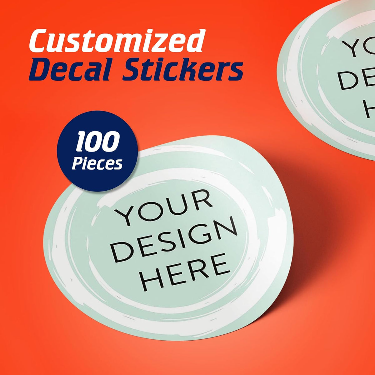 100 Custom Vinyl Stickers - Upload Your own Image, Text, Design, Logo - Personalized Logo Labels for Handmade, Packaging, Bottle, Jars, Candle, Brand Stickers (Mint, 1.5x1.5)