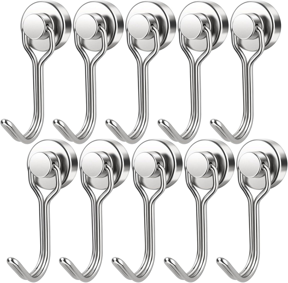 FINDMAG Magnetic Hooks, 30lbs+ Magnet Hooks 2025 Cruise Ship Essentials, Strong Magnetic Hooks for Fridge, Magnetic Hanger for Garage, Whiteboard, Office Supplies, Kitchen Organization, 10 Pack