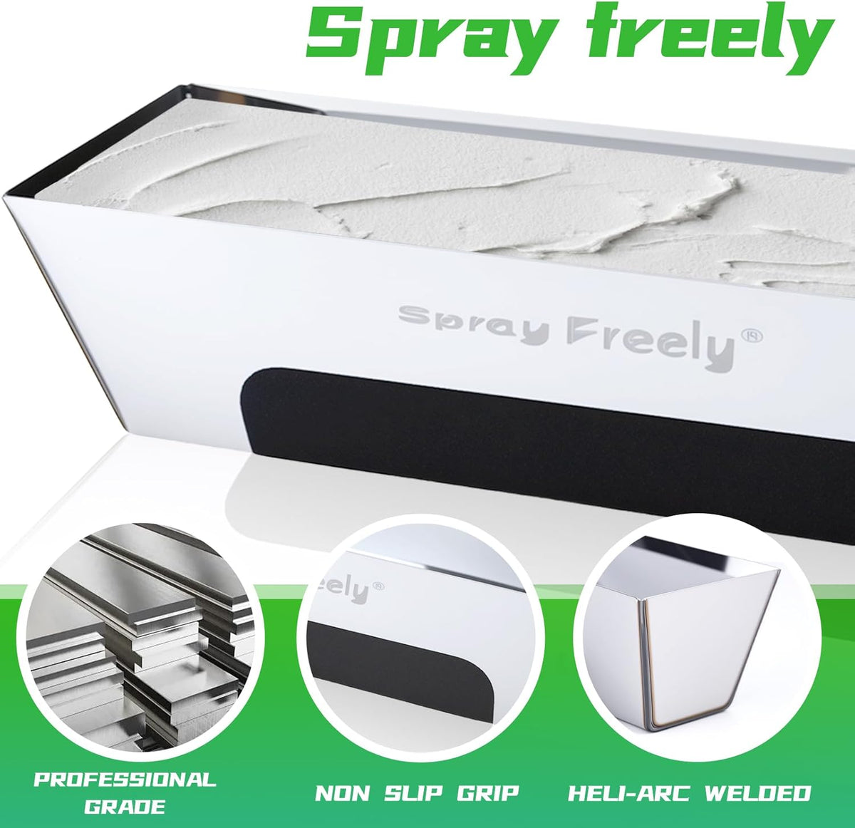Drywall Mud Pan, Stainless Steel Mud Pan, Sheared Edges for Easy Knife Cleaning, Perfect Size for Larger Drywall Knife, Suitable For Mortar, Mixing Cement, Putty And Paint (10 Inch 1 Pack)