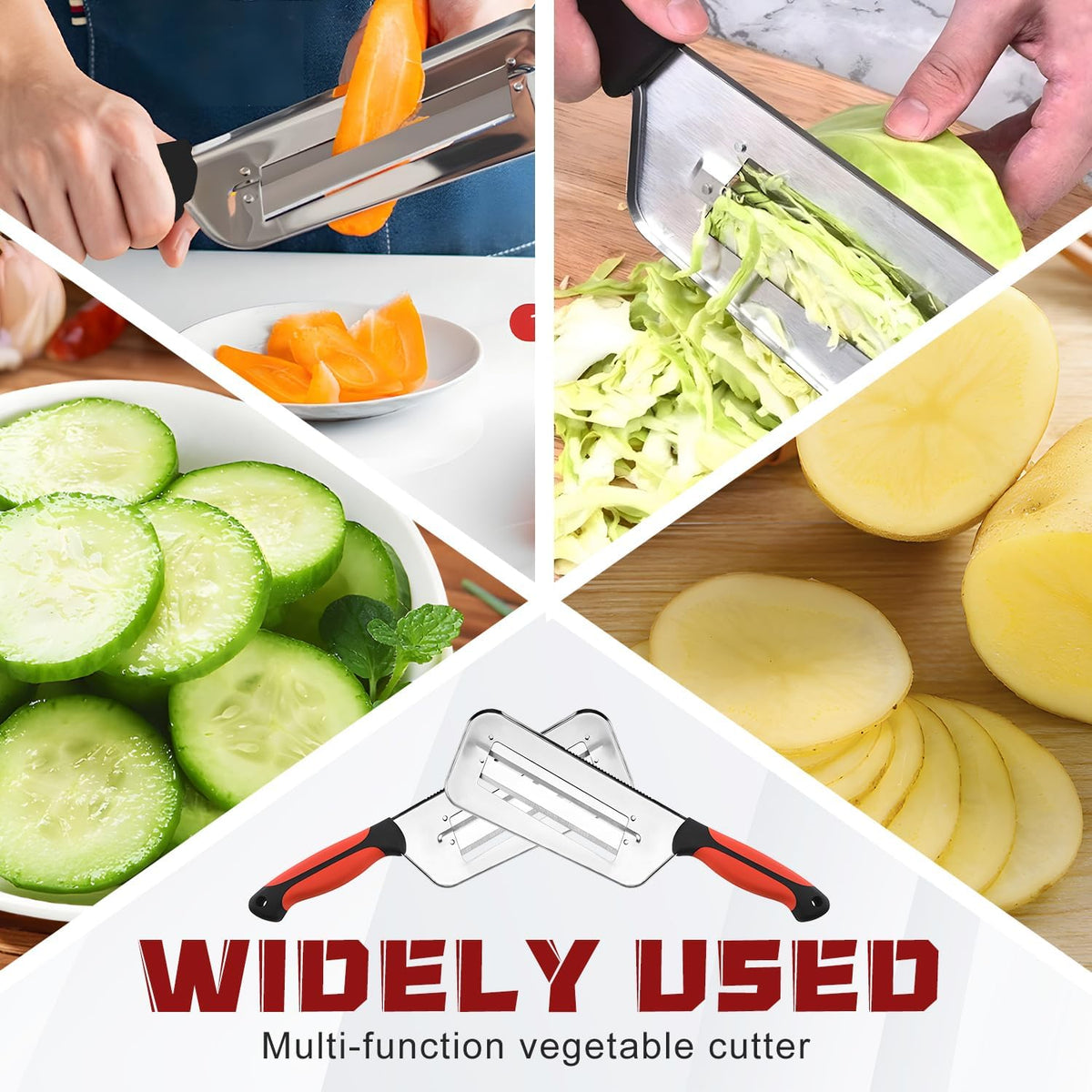 Multifunctional Vegetable Cutter,2025 Upgraded Stainless Steel Double-layer Slicer,Cabbage Kitchen Knife, Stainless Steel Shredder Knife,For Sauerkraut Coleslaw Vegetable Slicer