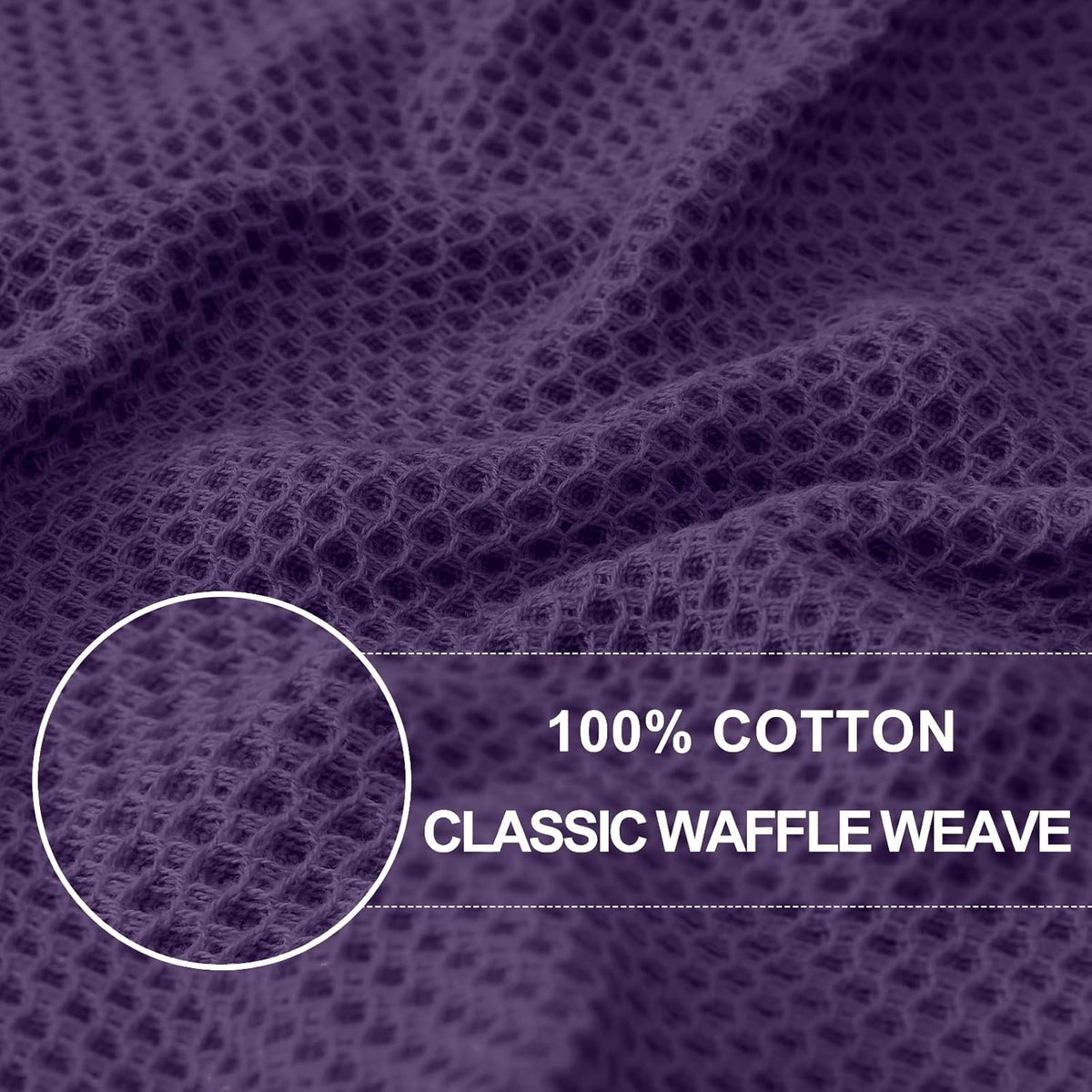 Homaxy 100% Cotton Waffle Weave Kitchen Dish Cloths, Ultra Soft Absorbent Quick Drying Dish Towels, 12 x 12 Inches, 12-Pack, Eggplant