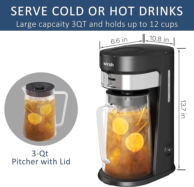 3QT Glass Pitcher for Wirsh Iced Tea & Coffee Maker