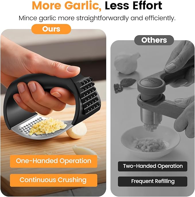 Garlic Press,Stainless Steel Garlic Mincer Crusher,Easy to Use and Clean,Ergonomic Handle,Easy Kitchen Gadget for Effortless Smashing,Kitchen Essentials,Home and Kitchen Utensils Accessories,Cooking