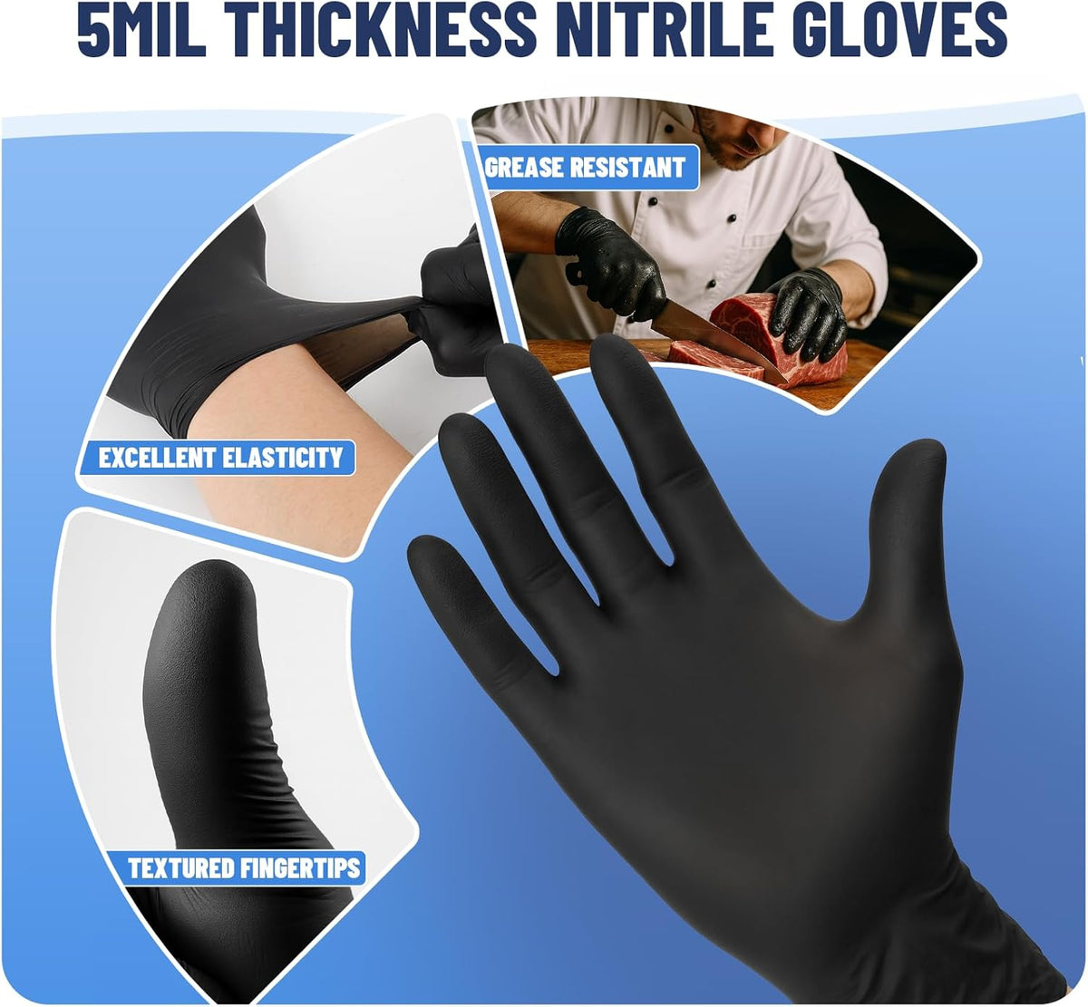 Disposable Nitrile Gloves 5mil, Individually Wrapped 40 Pairs (80 Gloves), Latex Free, Powder Free, Strong Durable Gloves for Food Prep, Cleaning, Automotive, Industrial, Travel Use X-Large