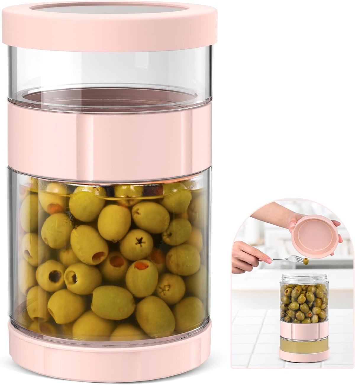 Glass Pickle Jar with Strainer Flip, 56oz Airtight Pickle Container, Leak-proof Juice Separator Pickle Flip Jar with Sealing Silicone Ring for Olive, Sliced Pickle and Jalapeno, Dishwasher Safe