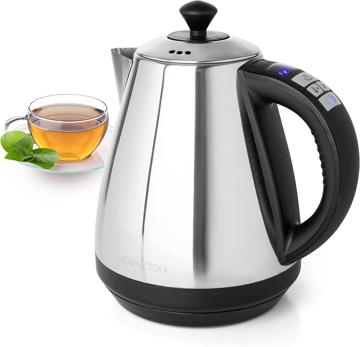 Mixpresso Electric Kettle Temperature Control, Hot Water Kettle Electric, Cordless 1 Liter Capacity, Keep Warm & LED Indicator, Auto-Shutoff, Boil-Dry Protection, Stainless Steel Electric Kettle